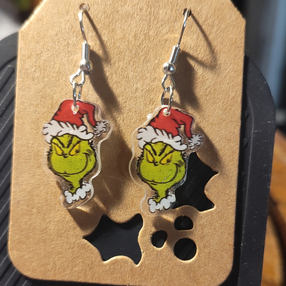 Grinch earrings handmade great festive earrings